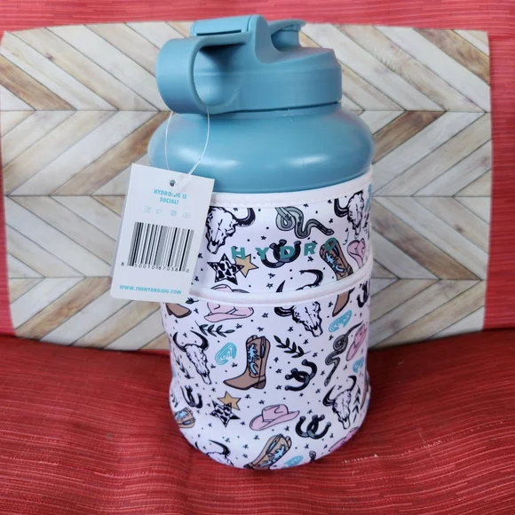 HydroJug with Patterned Sleeve - Teal and White - Picture 2 of 3